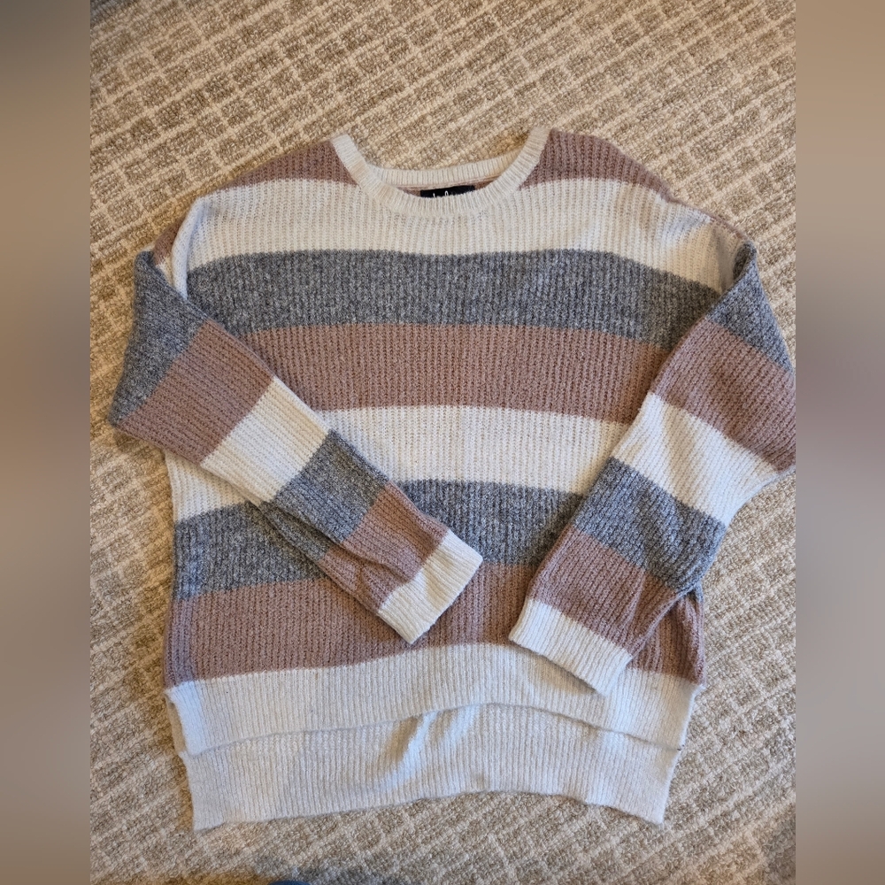 Lulu's Cream and Brown Knit Sweater